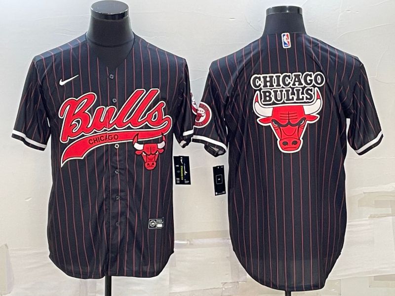 Men Chicago Bulls Blank Black Stripe 2022 Nike Co branded NBA Jerseys